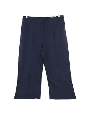 Slim-Sation By Multiples Sz XL Wide Leg Crop Pants Navy Blue Tummy Control Panel